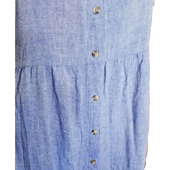 Fat Face UK Linen Blend Shirt Maxi Dress Blue Chambray Size 4 Button Front T40 - Picture 5 of 9